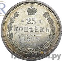 25 копеек 1874 года СПБ НI