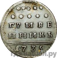 Гривенник 1735 года