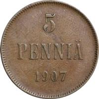 5 пенни 1907 года  Для Финляндии