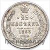 25 копеек 1863 года СПБ АБ