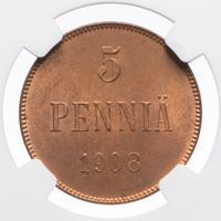 5 пенни 1908 года  Для Финляндии