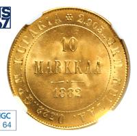 10 марок 1882 года S Для Финляндии