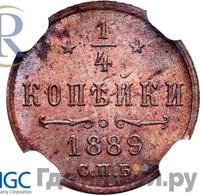 1/4 копейки 1889 года СПБ