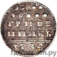 Гривенник 1734 года