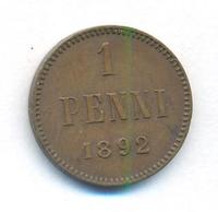1 пенни 1892 года  Для Финляндии