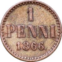 1 пенни 1866 года  Для Финляндии