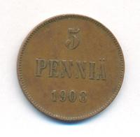 5 пенни 1908 года  Для Финляндии