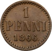 1 пенни 1866 года  Для Финляндии