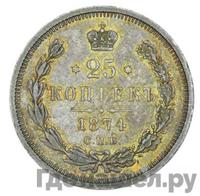 25 копеек 1874 года СПБ НI