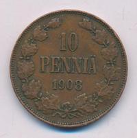 10 пенни 1908 года  Для Финляндии