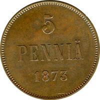 5 пенни 1873 года  Для Финляндии