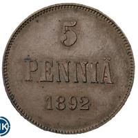 5 пенни 1892 года  Для Финляндии