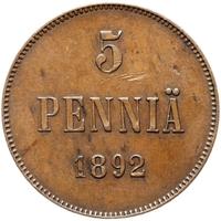 5 пенни 1892 года  Для Финляндии