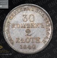 30 копеек - 2 злотых 1840 года