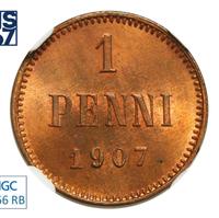 1 пенни 1907 года  Для Финляндии