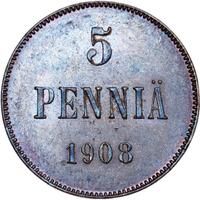 5 пенни 1908 года  Для Финляндии