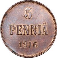 5 пенни 1916 года  Для Финляндии