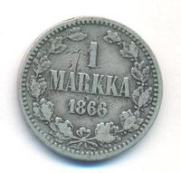 1 марка 1866 года S Для Финляндии