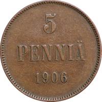 5 пенни 1906 года  Для Финляндии