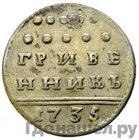 Гривенник 1735 года