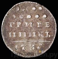 Гривенник 1734 года