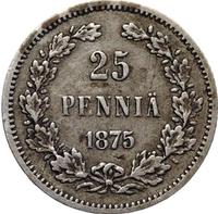 25 пенни 1875 года S Для Финляндии