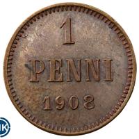 1 пенни 1908 года  Для Финляндии