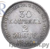 30 копеек - 2 злотых 1840 года