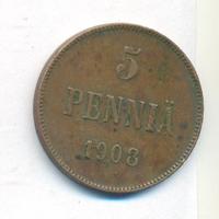 5 пенни 1908 года  Для Финляндии