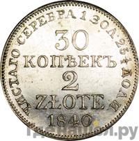30 копеек - 2 злотых 1840 года