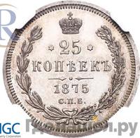 25 копеек 1875 года СПБ НI