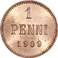 1 пенни 1909 года  Для Финляндии