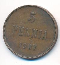 5 пенни 1907 года  Для Финляндии