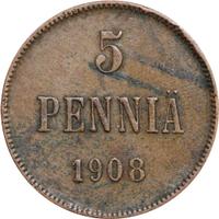 5 пенни 1908 года  Для Финляндии