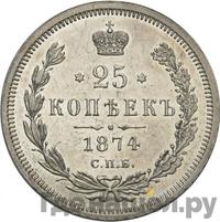 25 копеек 1874 года СПБ НI