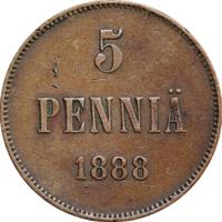 5 пенни 1888 года  Для Финляндии
