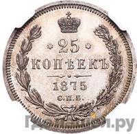 25 копеек 1875 года СПБ НI