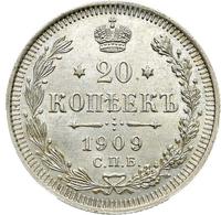 20 копеек 1909 года СПБ ЭБ