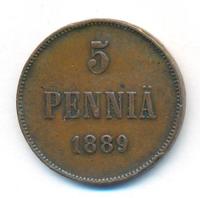 5 пенни 1889 года  Для Финляндии