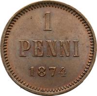 1 пенни 1874 года  Для Финляндии
