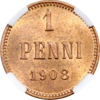 1 пенни 1908 года  Для Финляндии