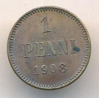 1 пенни 1908 года  Для Финляндии