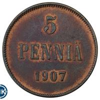 5 пенни 1907 года  Для Финляндии