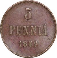 5 пенни 1889 года  Для Финляндии