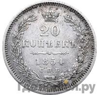 20 копеек 1854 года СПБ НI