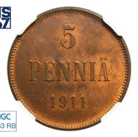 5 пенни 1911 года  Для Финляндии