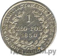 1 злотый 1830 года FH Для Польши
