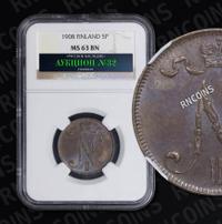 5 пенни 1908 года  Для Финляндии