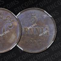 5 пенни 1908 года  Для Финляндии