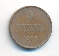 5 пенни 1908 года  Для Финляндии